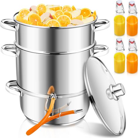 SWANEW Estrattore di succo a vapore in acciaio inox da 26 cm. 4x bottiglia da stiro (1/5)