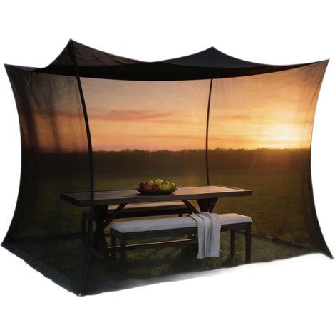 Moustiquaire extérieure noire en filet anti-insectes, pour terrasse et barbecue, porte simple de 220 × 200 × 250 cm (1/5)