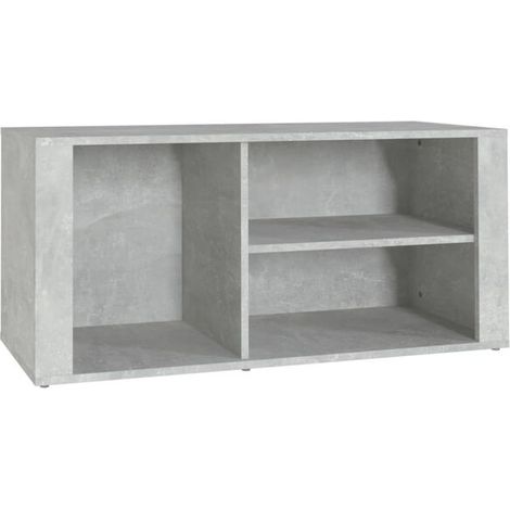 Meuble à chaussures, gris ciment, 100x35x45 cm, bois d'ingénierie. (1/5)