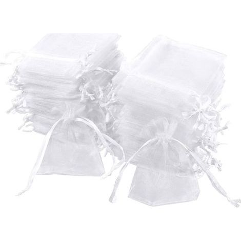 100 sachets en organza blanc, 7 x 9 cm, sachets cadeaux, pochettes à bijoux, pochettes de mariage, sachets lavande, un incontournable des mariages (1/5)