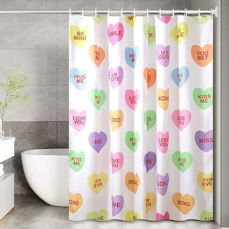 Tenda da doccia in tessuto di poliestere 180x180 cm con motivo a cuori