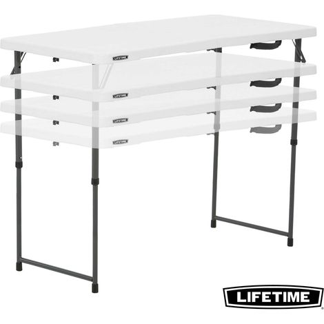 Lifetime – Table de jardin ajustable en hauteur et pliante – Polyéthylène haute densité – Cadre en acier résistant aux intempéries – Coins antichocs