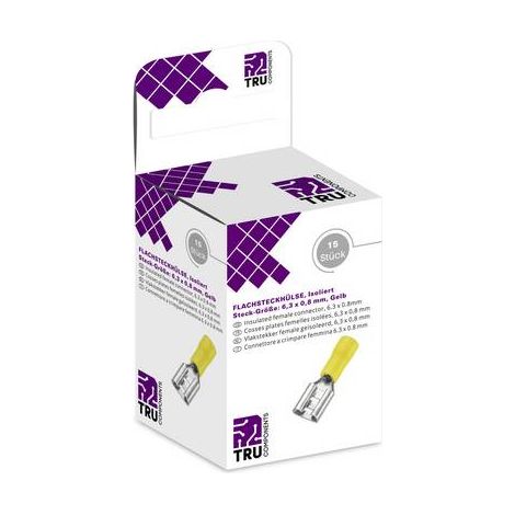 ASSORTIMENT DE COSSES À LANGUETTE FEMELLES 6.30 MM X 0.80 MM TRU COMPONENTS T1904C108 8436680 180 ° PARTIELLEMENT ISOLÉ JAUNE 15 (1/3)