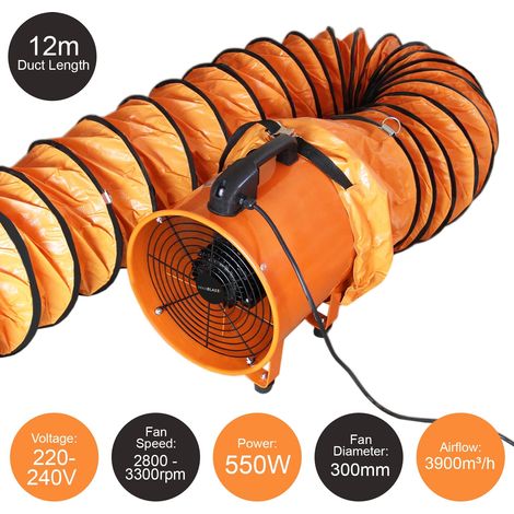 Industrieventilator Axialventilator Bauventilator Baugebläse Baulüfter 300mm 12m
