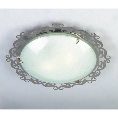 Plafonnier vintage satiné gris rond 2xE27 Casablanca Candellux