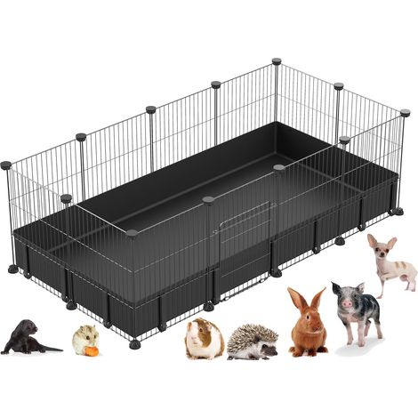 Parc de jeu pour petits animaux, parc de jeu pour animaux de compagnie avec tapis imperméable, lapin, cobaye, chiot, parc, portable intérieur et extérieur 76x97 cm 12 pièces (1/5)