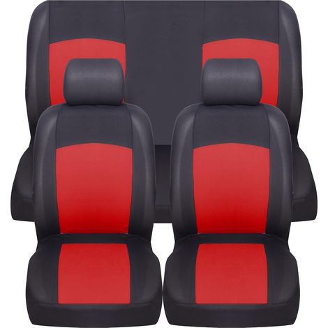 Lupex Shop - Coprisedili universali morbidi per auto, anteriori e posteriori, mod. Soft, tessuto poliestere, colore Rosso