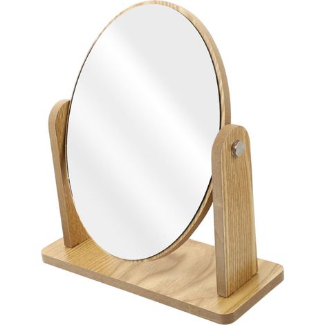 Miroir De Maquillage en Bois Pivotant Ovale Coiffeuse Table De Maquillage Pin Servant Life (1/5)