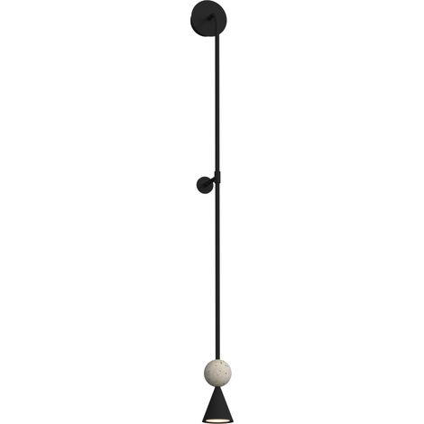 Applique murale LED 8W noire avec boule travertin BINGO Maxlight