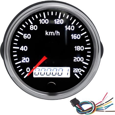 85mm Speedometer 0-220km/h 2-in-1 Needle + LCD 12V/24V for Car Truck Boat (1/5)