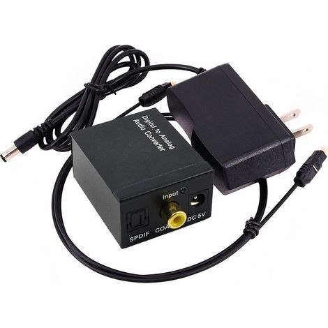 Digital to Analog Audio Converter, Coaxial Optical Digital, Coaxial Toslink to Analog RCA L/R Audio Converter Amplifier Adapter (1/5)