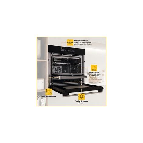 Whirlpool – Four encastrable chaleur tournante 73L – Nettoyage pyrolyse – Classe A+ – 15 programmes – Dimensions H59,7 x L59,5 x P56,4 cm – Inox antitraces - WO54S8PPM1SXAF