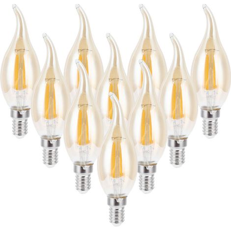 Jeffergarden Ampoule LED à Filament doré C35, 2700K, 4W, Base E14, verre transparent, lumière blanche chaude, 220 à 240V, 10 pièces-DOU