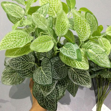 Plantes Artificielles Fausses Plantes Liane Verte à 7 Têtes Feuilles Réticulées pour Décoration Murale Maison Bureau Fête Mariage 33 cm