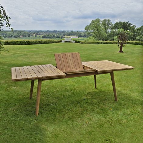 Table extensible rectangulaire teck Flora 180/240 x 100 cm (1/5)