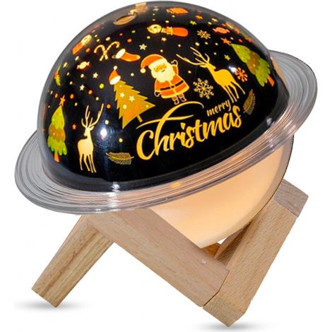 Difusor humidificador Lámpara LED Paisaje Navideño con soporte de madera