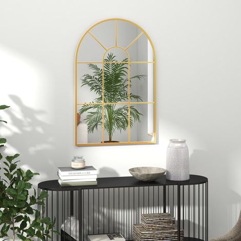REDOM Miroir mural 91x60 cm cadre en métal plaqué or. Idéal pour le salon, la chambre ou le couloir (1/5)