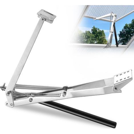Apriporta automatico per finestra a doppia molla argento per serra - Sistema di ventilazione a temperatura controllata 15-30°C, carico massimo 15 kg, apertura 45 cm (1 pezzo) (1/5)