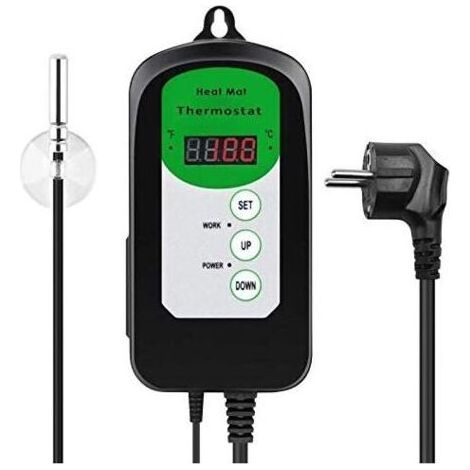 Contrôleur de Thermostat Digital Heat Mat pour la Germination des graines, Les Reptiles et Le Brassage 68-108 ° F (1/4)
