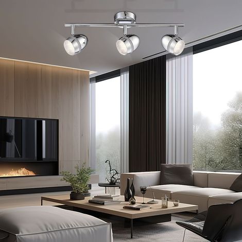 Faretto plafoniera plafoniera lampada da soggiorno, faretti a 3 luci mobili, metallo cromato, 3x LED 3 watt 200 lumen bianco caldo, LxH 46x16,5 cm, Globo, 56206-3