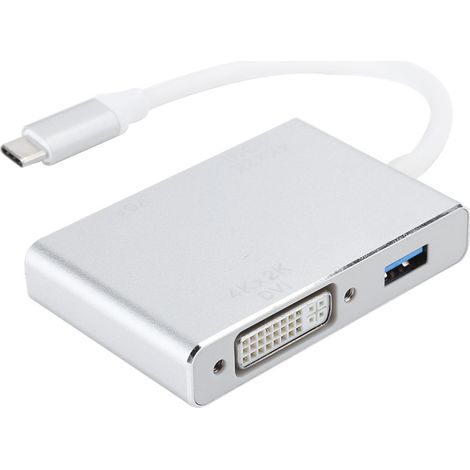 Adaptateur USB-C 4 en 1 vers HDMI DVI VGA USB 3.0 pour PC Portable Multifonction (1/5)