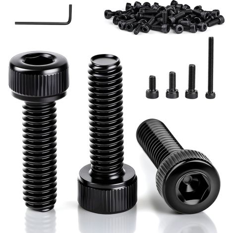 35 Pièces M5 Vis à Tête Cylindrique M5 x 8 mm Boulon Noir Acier Inoxydable 304 Entièrement Filetée Boulons (1/5)