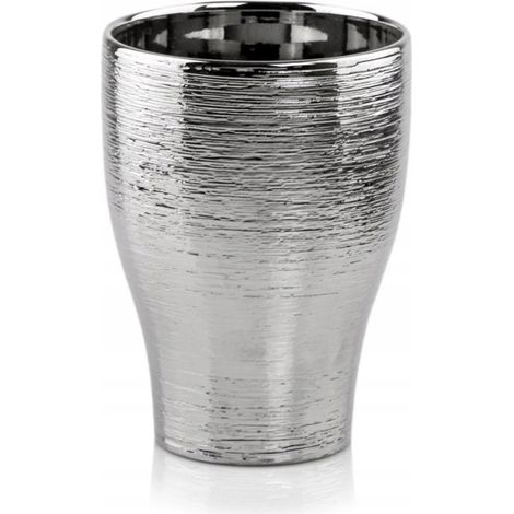 Keramikblumentopf, silberfarben, 16,5 cm