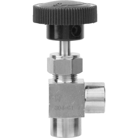Irovami Vanne à aiguille à filetage femelle BSPP, vanne d'arrêt coudée en acier inoxydable 304 pour eau, gaz, fioul et carburant 1/4 (1/5)