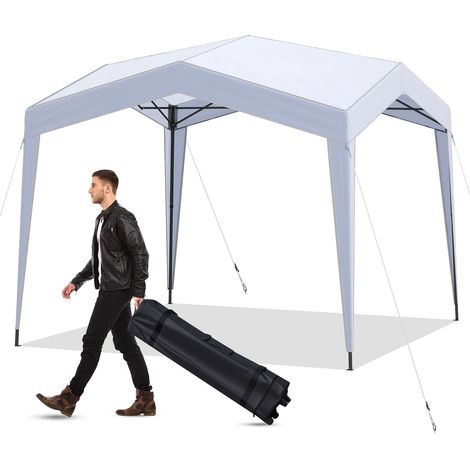 Carpa plegable impermeable de 3 x 3 m con ruedas, estacas y cuerdas