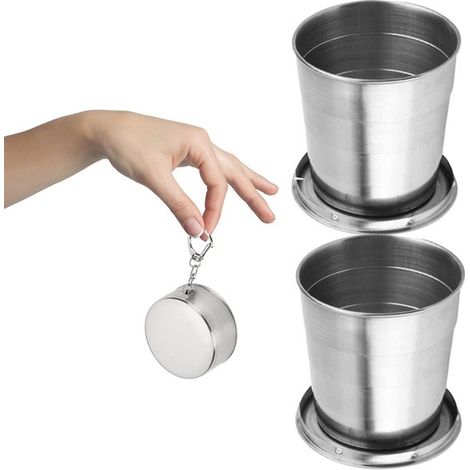 Set di 2 tazze da viaggio pieghevoli in acciaio inossidabile da 250 ml (1/5)