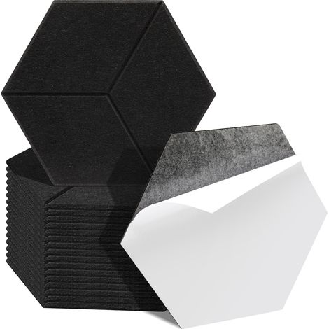 Wolketon Akustikplatten 18 stuks Hexagonal Schwarz selbstklebend Schallschutzplatten Hohe Dichte Wandpaneel