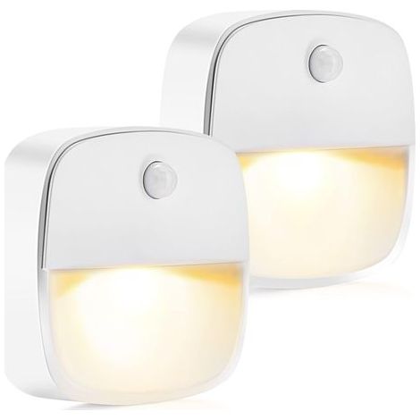 Veilleuse Enfant [2 pièces] Veilleuse Prise Electrique avec Capteur de Crépuscule, Mode d'éclairage Constant & Automatique pour Chambre Bébé, Escalier, chambre à coucher, Couloir, Salon-Blanc Chaud (1/5)