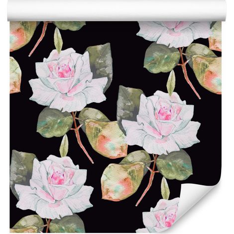 Papier peint vintage à motifs de roses peintes pour salon et chambre 50x1000 (1/5)