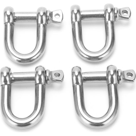Manille Droite M10 Acier Inoxydable Court - Lot de 4 pour Levage et Élingage Sécurisés (1/5)