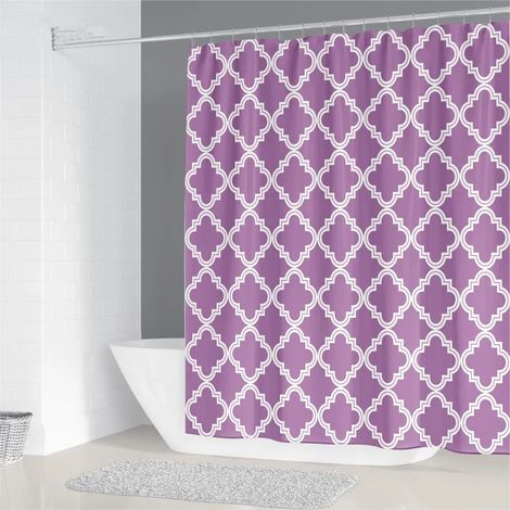Filiyano-Rideau de douche imperméable en polyester, L 165 x H 180 cm, pour salle de bain, imprimé à motif géométrique simple, décoration intérieure (1/5)