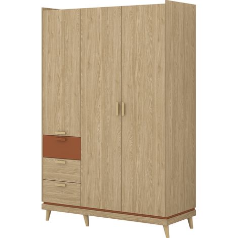 Armario 3 puertas 3 cajones Sandy Madera (1/4)
