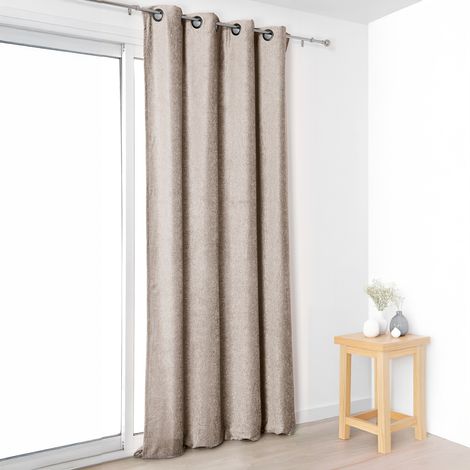 Rideau uni beige aspect velours - 140x245 cm - Beige (1/2)