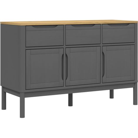 Sideboard FLORO Grey 114x43x74 cm Solid Wood Pine vidaXL (1/5)