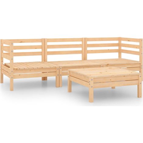 Maison Exclusive - 4-tlg. Garten-Lounge-Set Massivholz Kiefer (1/5)