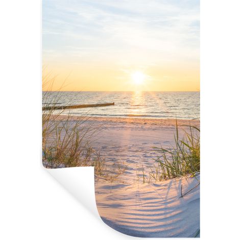 STICKER MURAL Plage - Soleil - Dune - Herbe - Sable - Horizon 80x120 cm