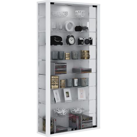 Vitrosa Maxi Vitrinenschrank wandhängend mit 2 Glastüren und Licht weiß.