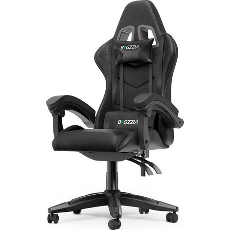 Chaise de bureau réglable - Dossier inclinable 155° - Support lombaire - Hauteur réglable 117-127 cm - Charge 136 kg - Siège cuir confortable - Noir