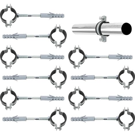 Sollbry 10 Colliers de Serrage Métalliques 25-30 mm avec Vis et Chevilles, Collier à vis pour Tubes avec Insonorisation, Supports de Tuyau avec Caoutchouc (1/5)