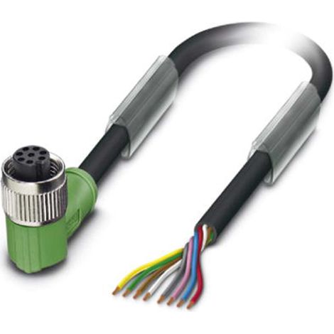 M12 Sensorleitung PVC 8-polig Buchse gewinkelt A-Kodierung, Länge 4,0 Meter tiefschwarz RAL 9005, Kabel Außendurchmesser 5,9mm - 1 Stück