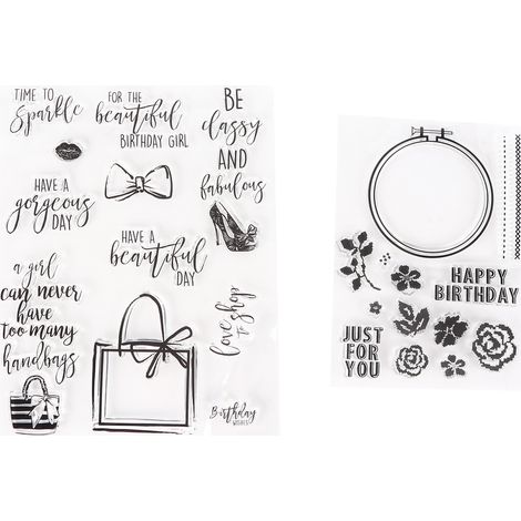 Lot de 2 tampons transparents DIY, écologiques et doux pour la peau, pour cartes, décoration et scrapbooking. (1/5)