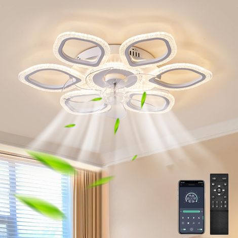 Ventilateurs de plafond avec lumières, ventilateur de plafond sans pales à encastrer à intensité variable avec application et télécommande, 65 cm (1/5)