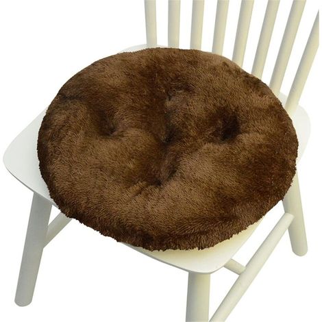 Plush Chair Cushion, 40cm Round Chair Cushion Set of 1, 2, 4, or 6, Thick Chair Pad/Chair Cushions, Cushion for Dining Room and Garden Chairs (Coffee Color, 1 Piece) (1/5)