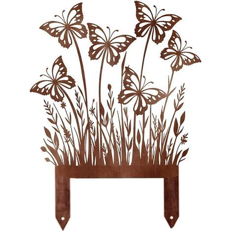 Decoration Jardin Exterieur Décoration Accessoires Fer Forgé pour Jardin Déco Métal Rouillé Papillon (1/5)