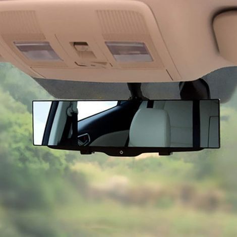Rétroviseur Intérieur Blanc Grand Angle, Universel Panoramique Anti-éblouissant Large Vision 300mm pour Voiture, Miroir d'Angle Mort (1/5)