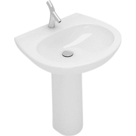 Lavabo Clever sospeso/su colonna cm. 67x54 bianco lucido